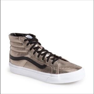 Black and gold high top vans